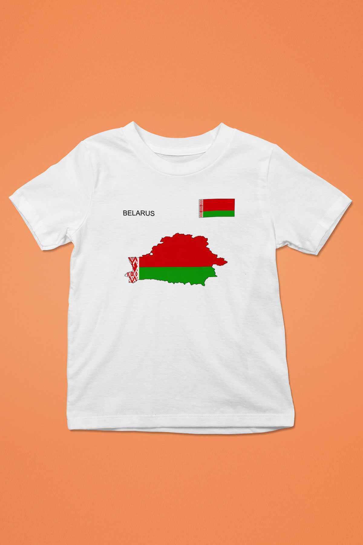 Belarus Baskılı Beyaz Unisex Çocuk Tişört