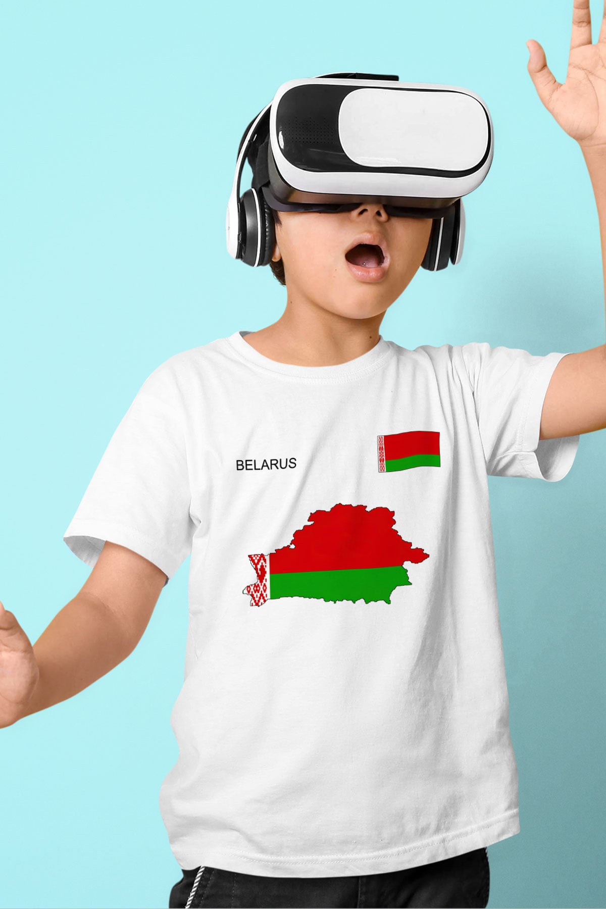 Belarus Baskılı Beyaz Unisex Çocuk Tişört