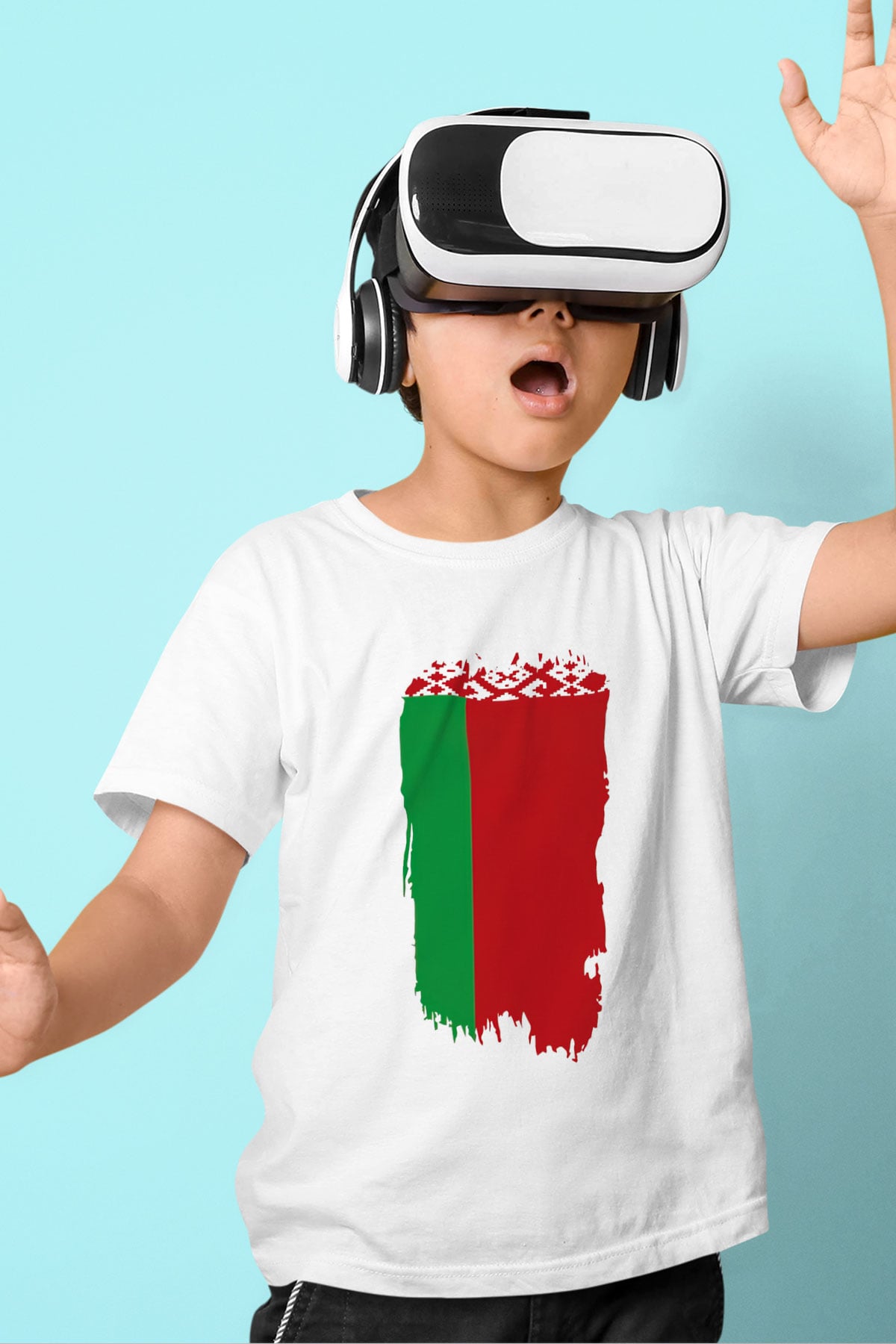 Belarus Baskılı Beyaz Unisex Çocuk Tişört