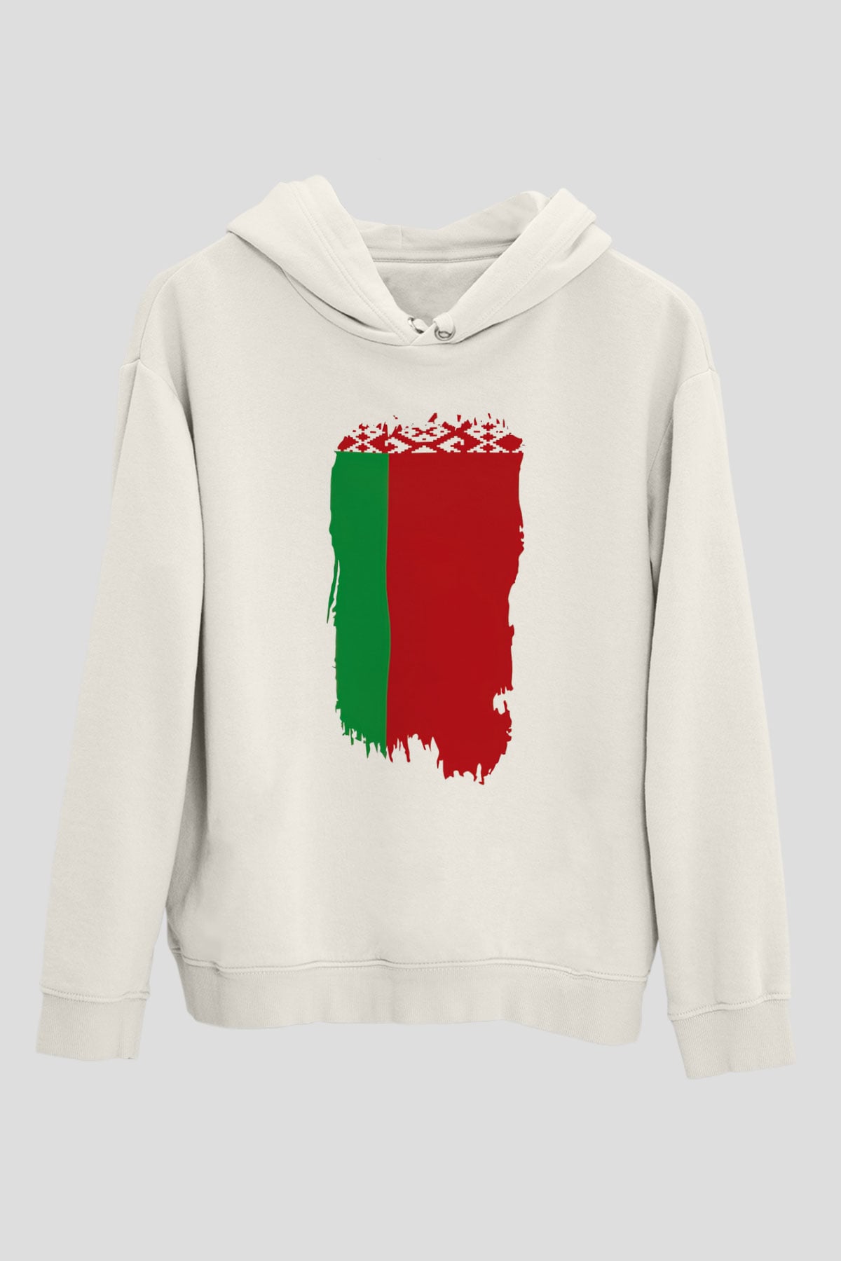 Belarus Beyaz Unisex Kapşonlu Sweatshirt