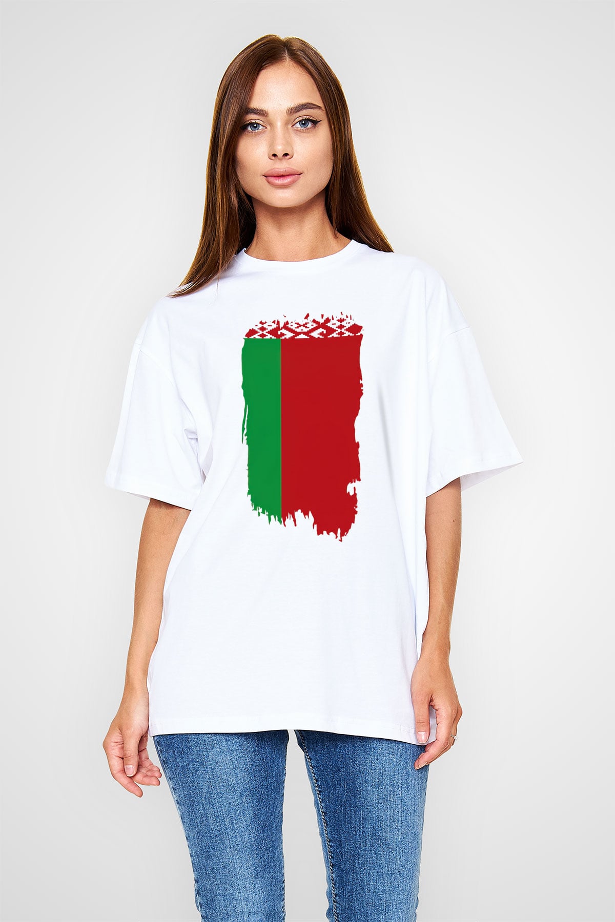 Belarus Beyaz Unisex Oversize Tişört T-Shirt