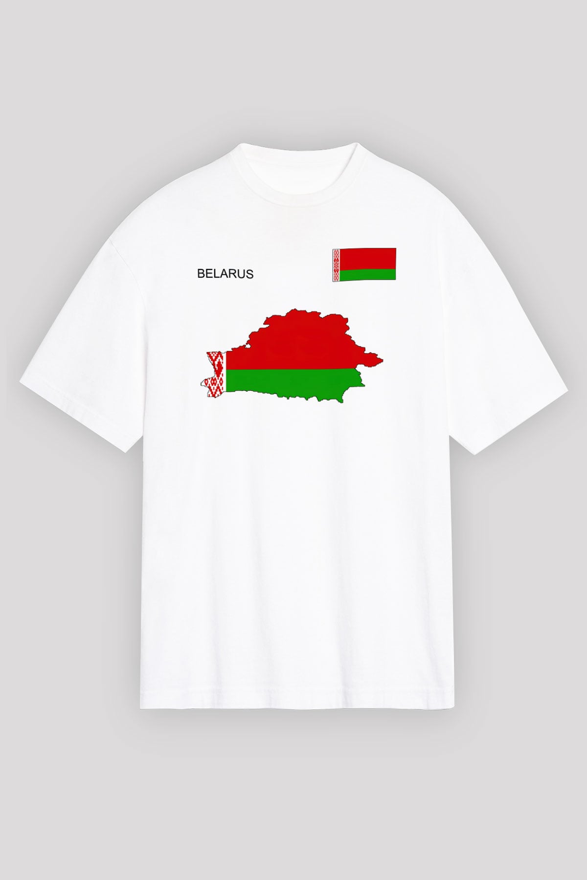 Belarus Beyaz Unisex Oversize Tişört T-Shirt