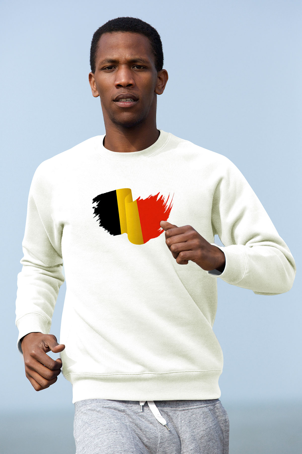 Belçika Beyaz Unisex Sweatshirt