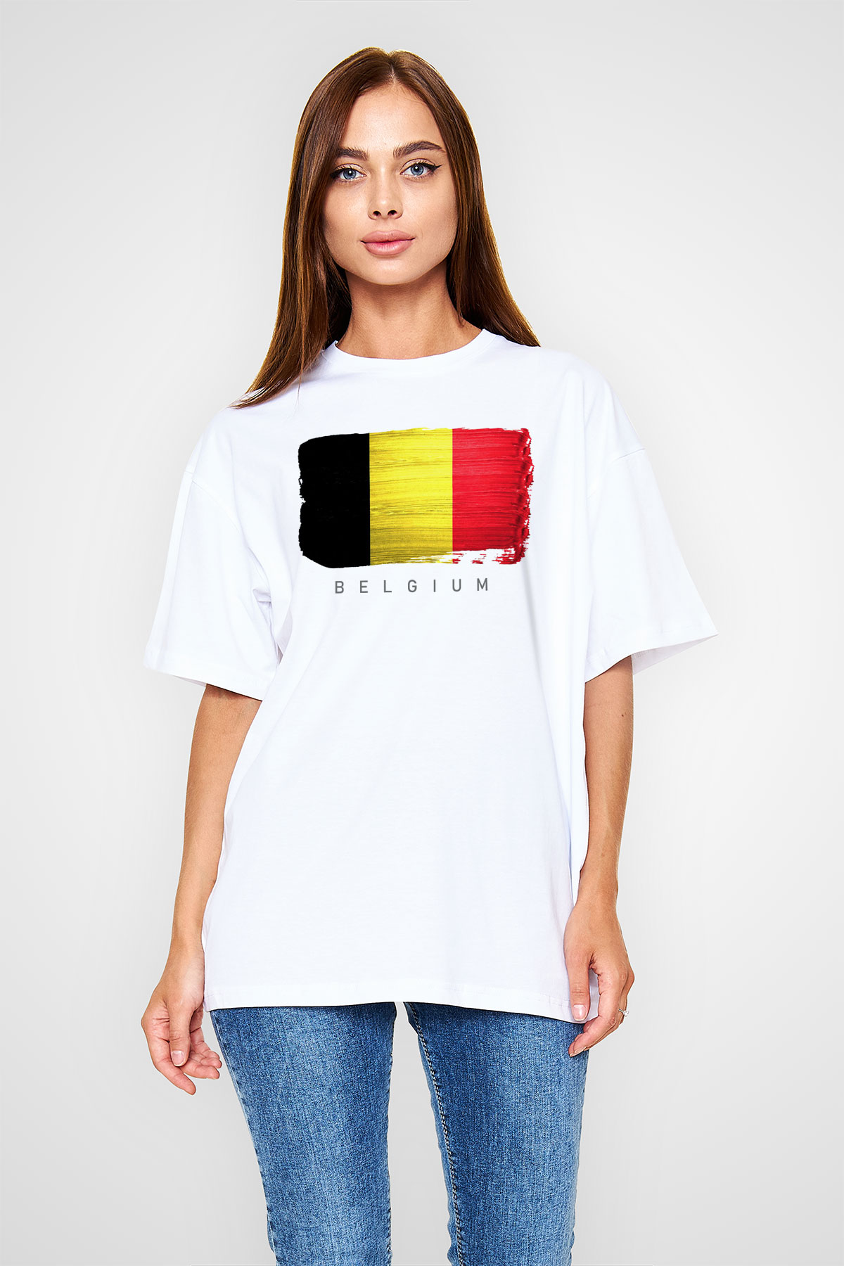 Belçika Beyaz Unisex Tişört T-Shirt - TişörtFabrikası