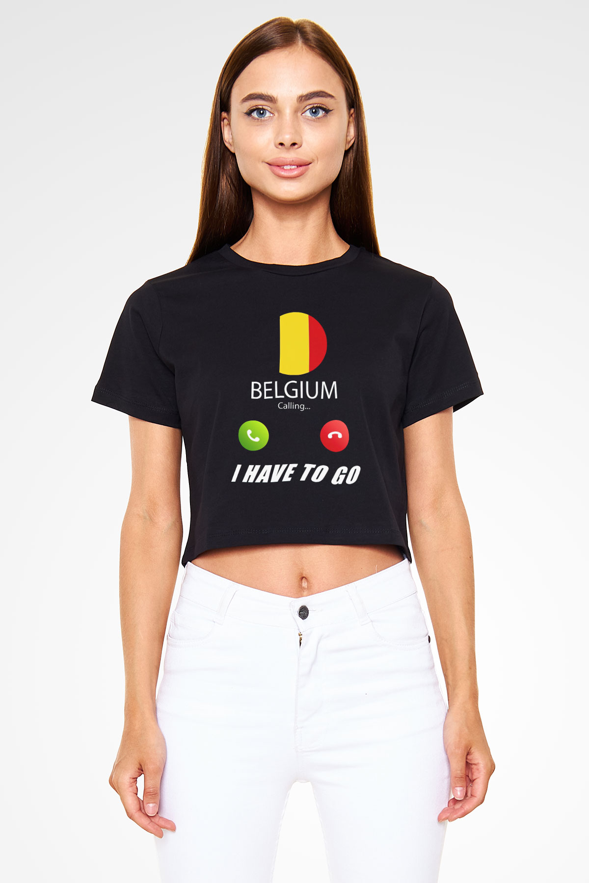 Belçika Siyah  Crop Top Tişört