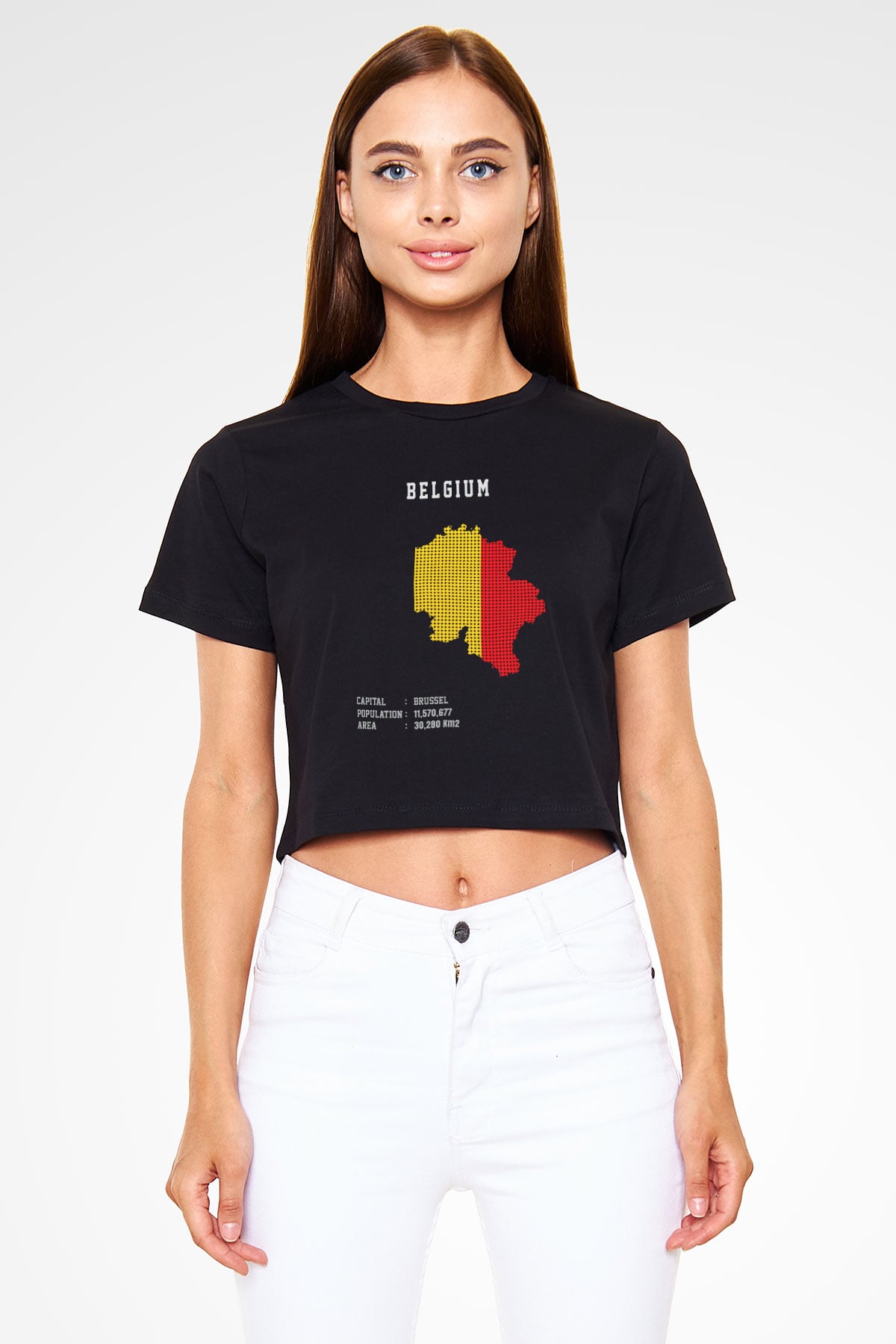 Belçika Siyah  Crop Top Tişört
