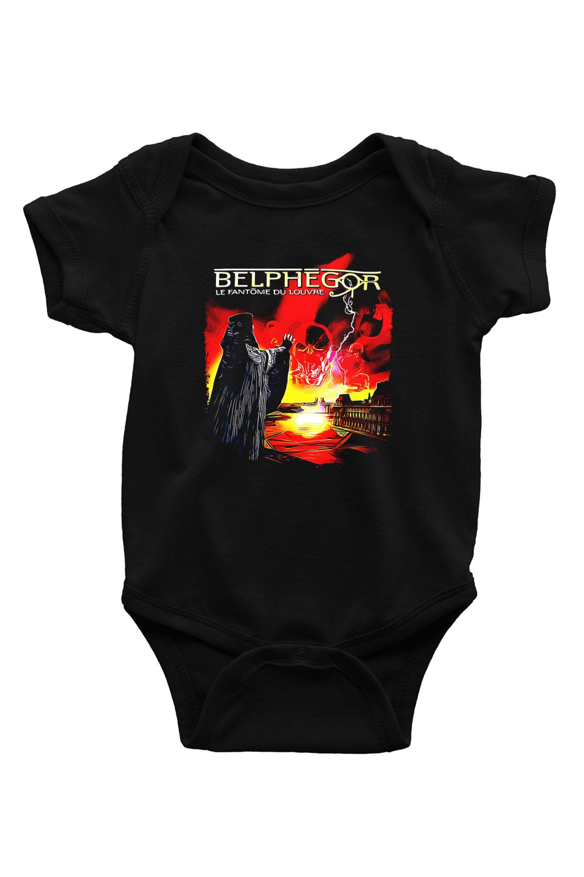 Belphegor Baskılı Unisex Siyah Bebek Body - Zıbın