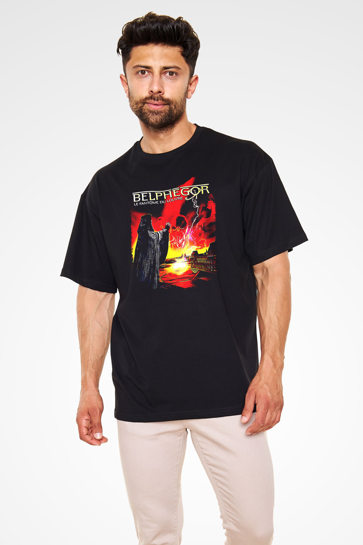 Belphegor Baskılı Unisex Siyah Oversize Tişört - Tshirt