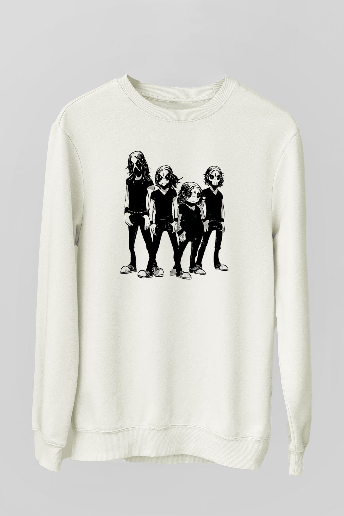 Belzebubs Baskılı Beyaz Unisex Sweatshirt