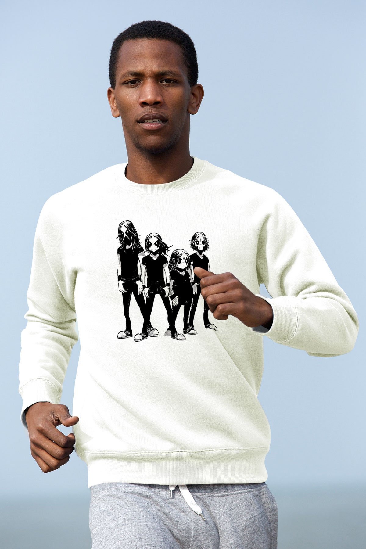 Belzebubs Baskılı Beyaz Unisex Sweatshirt