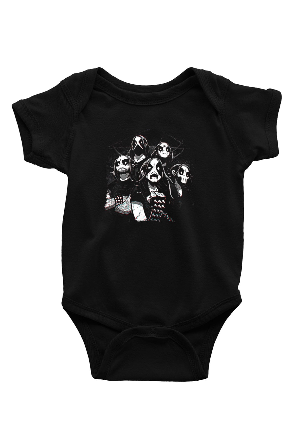 Belzebubs Baskılı Unisex Siyah Bebek Body - Zıbın