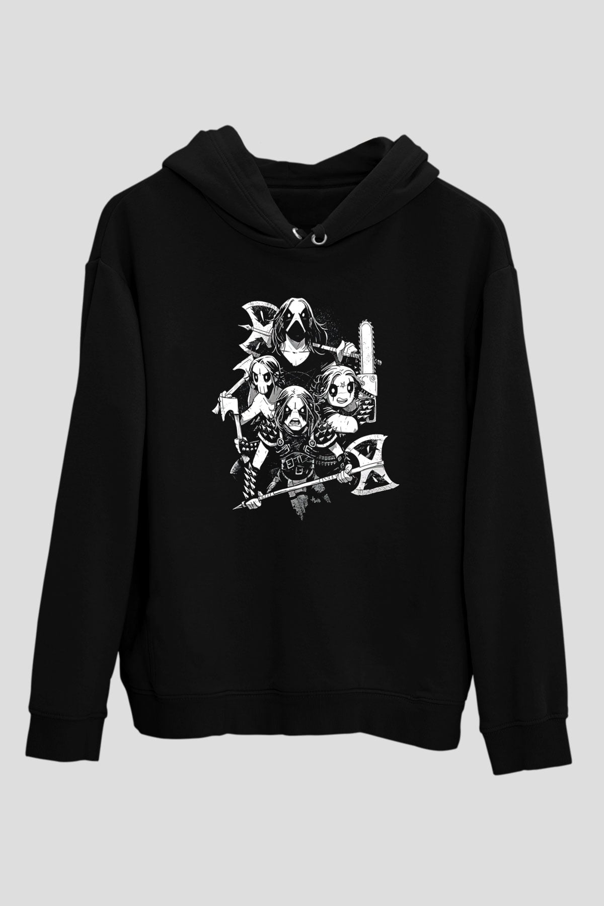 Belzebubs Baskılı Unisex Siyah Kapüşonlu Sweatshirt