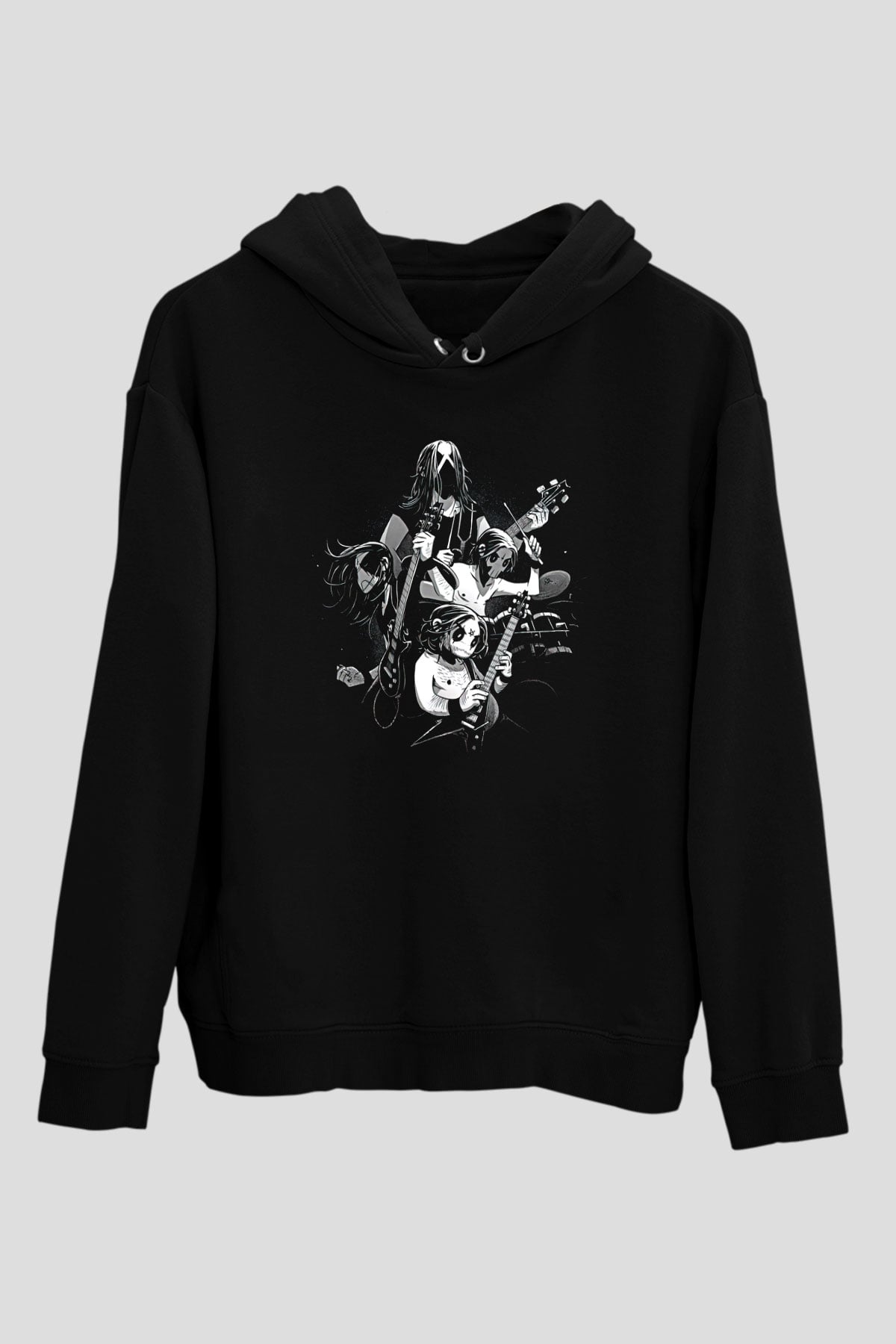 Belzebubs Baskılı Unisex Siyah Kapüşonlu Sweatshirt