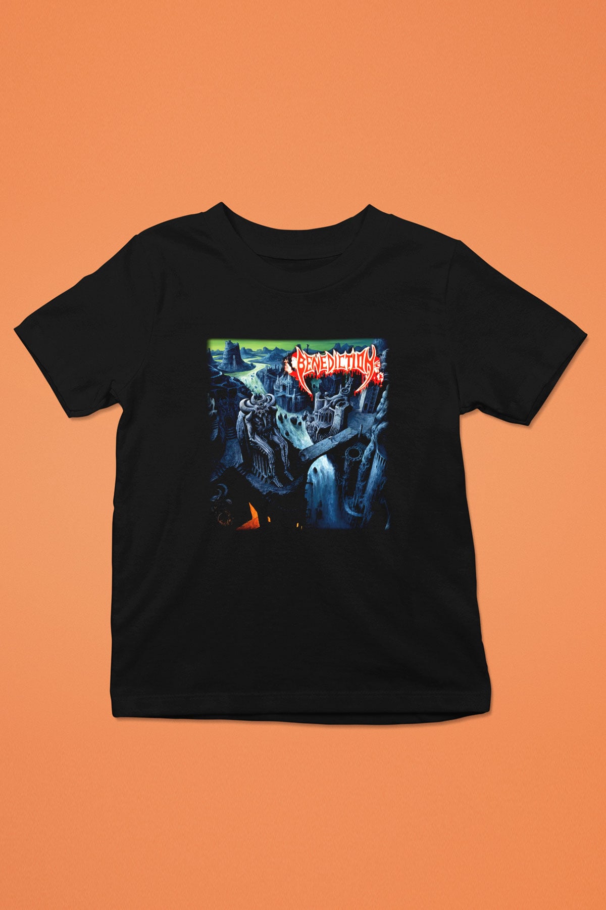 Benediction Baskılı Siyah Unisex Çocuk Tişört