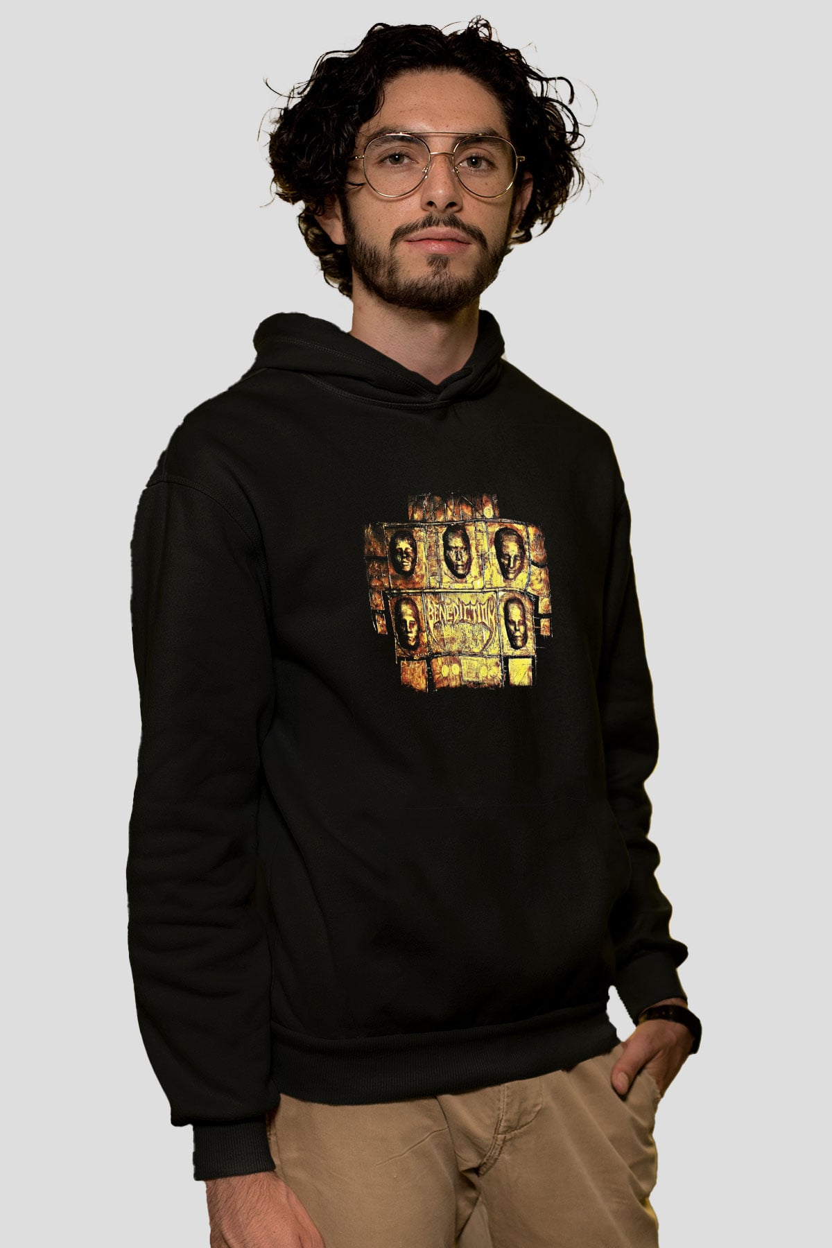 Benediction Baskılı Unisex Siyah Hoodie