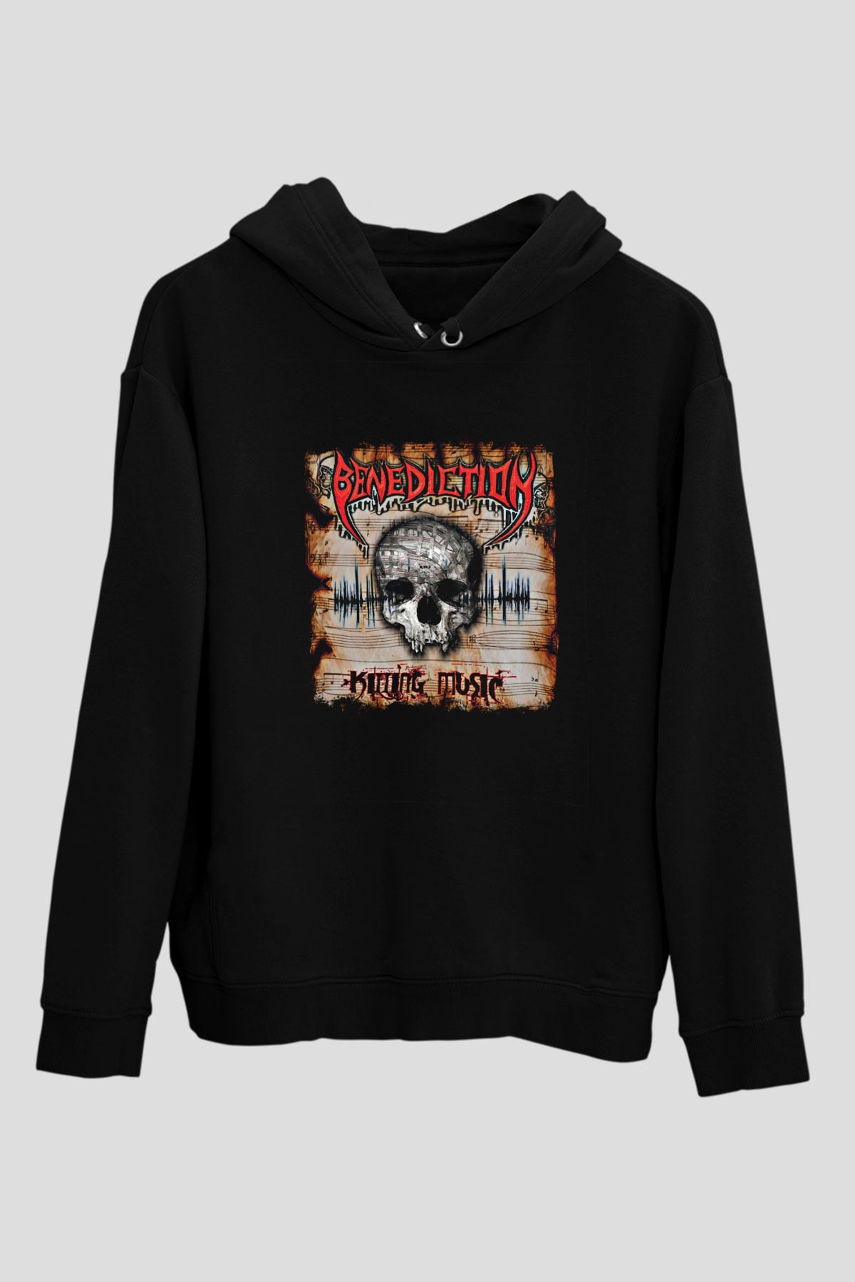 Benediction Baskılı Unisex Siyah Hoodie