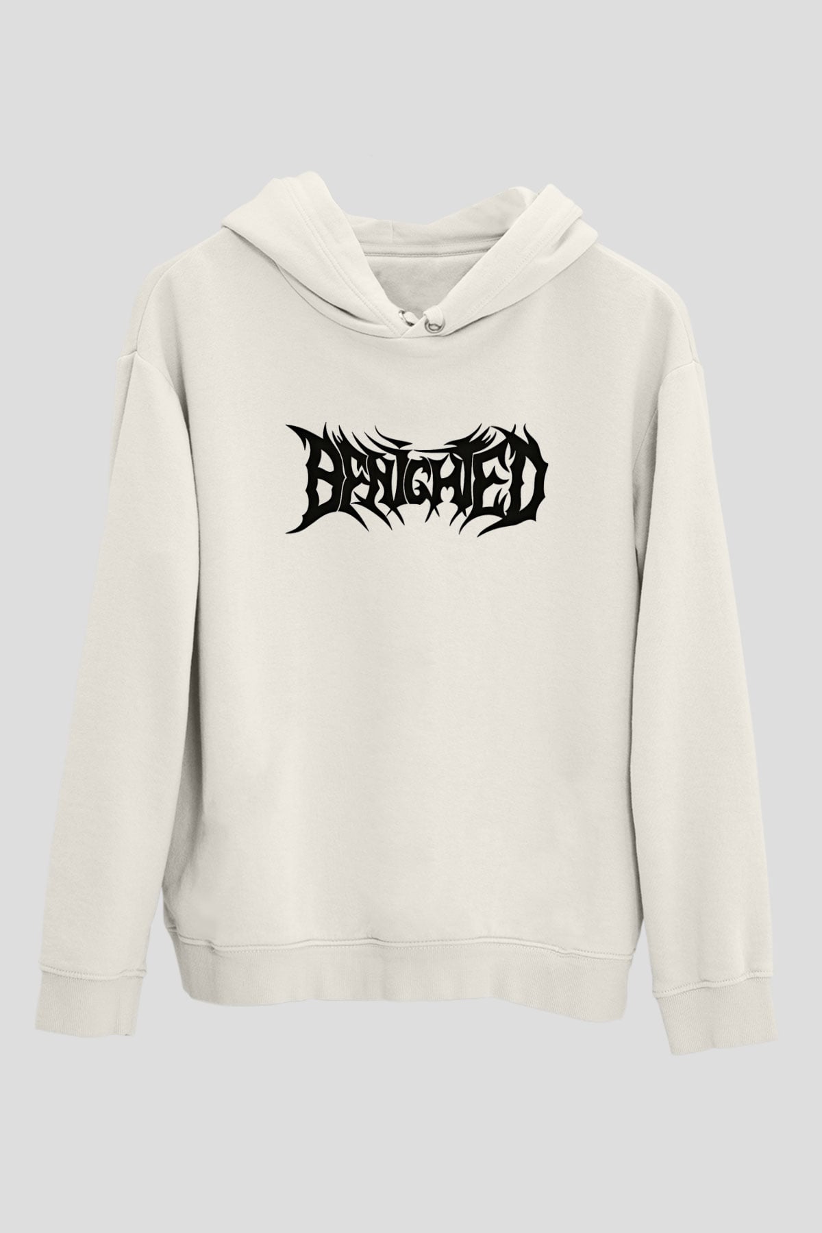 Benighted Baskılı Beyaz Unisex Kapüşonlu Sweatshirt