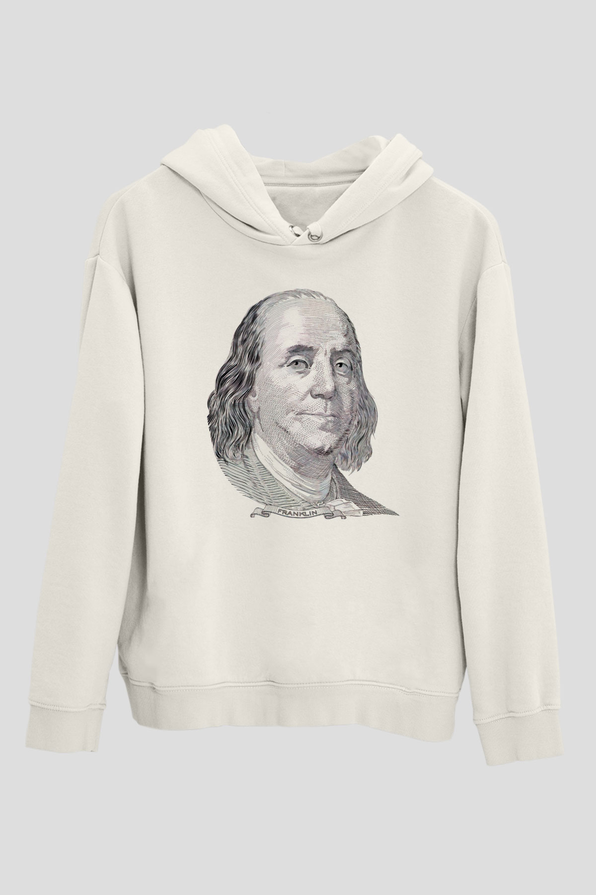 Benjamin Franklin Beyaz Unisex Kapüşonlu Sweatshirt