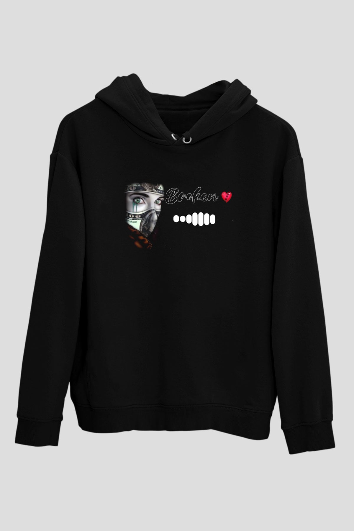 Benjamin Franklin Siyah Unisex Kapüşonlu Sweatshirt