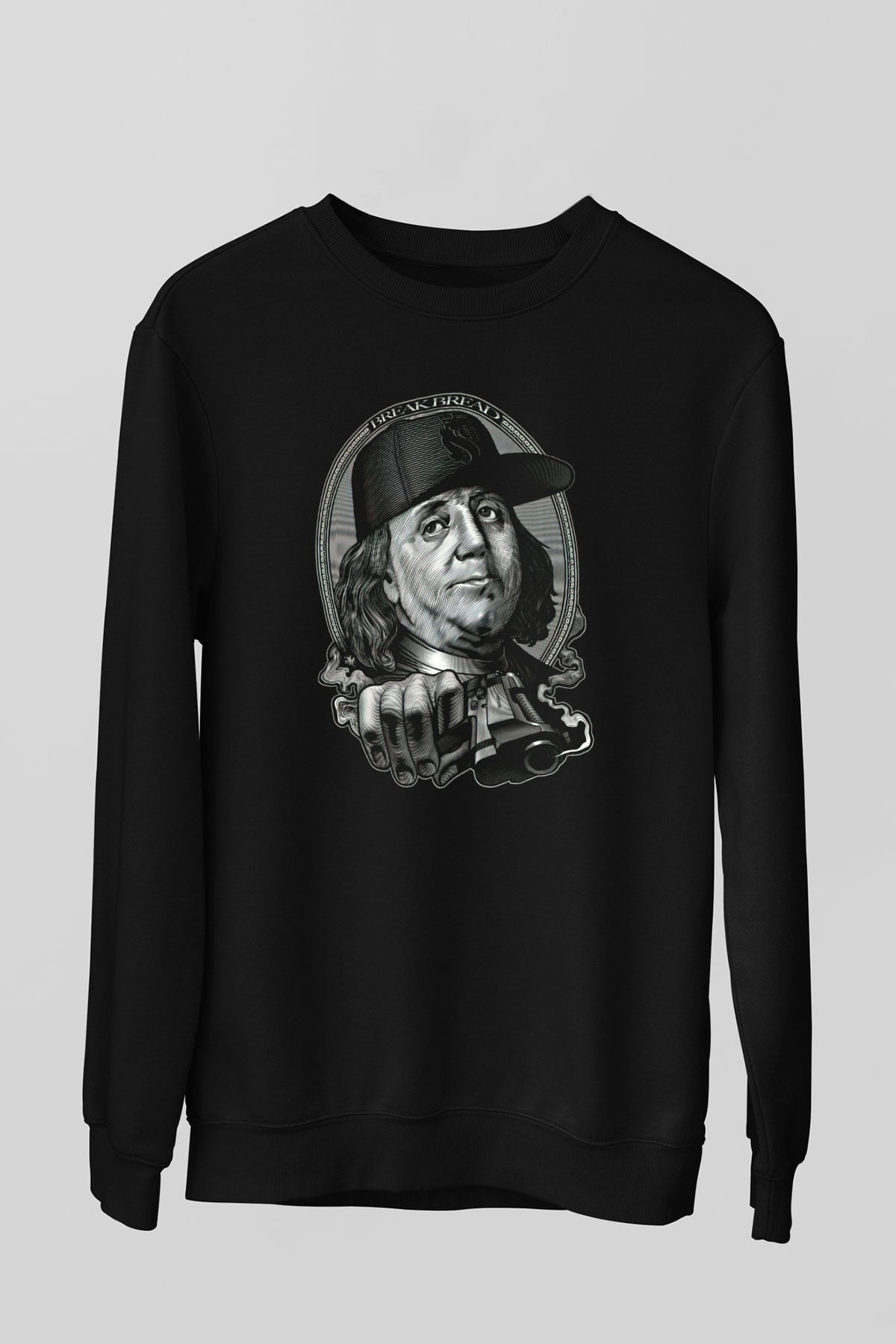 Benjamin Franklin Siyah Unisex Sweatshirt