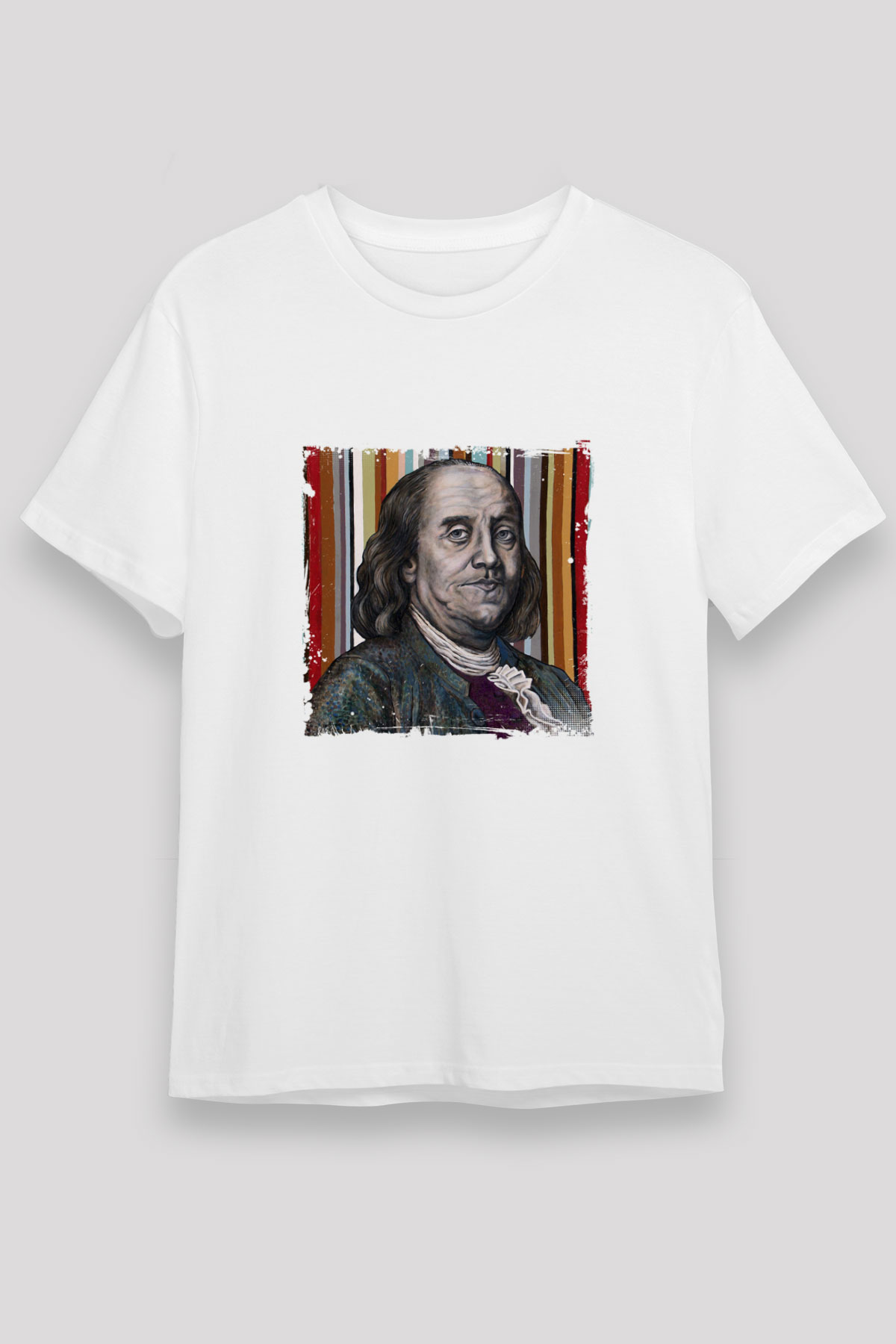 Benjamin Franklin Unisex Baskılı Beyaz Tişört