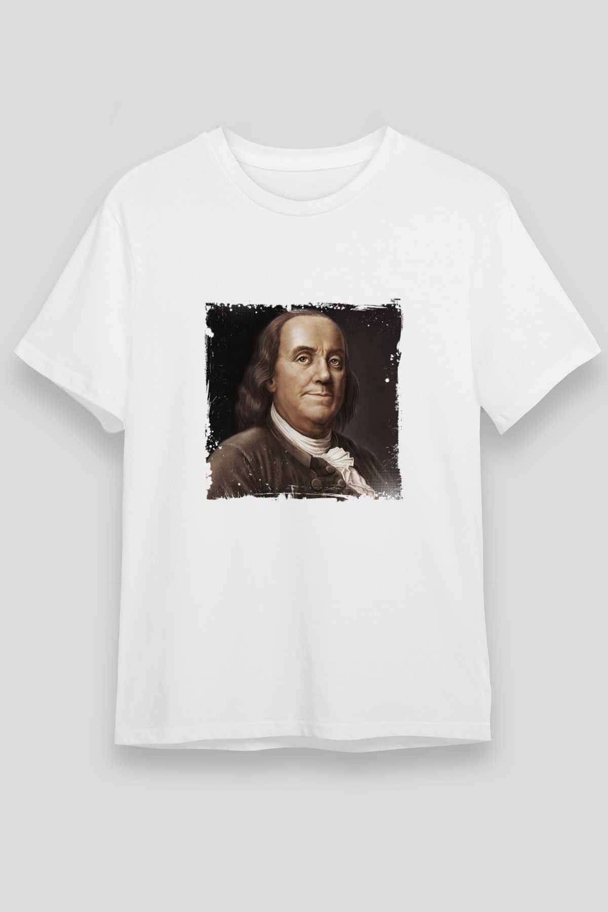 Benjamin Franklin Unisex Baskılı Beyaz Tişört