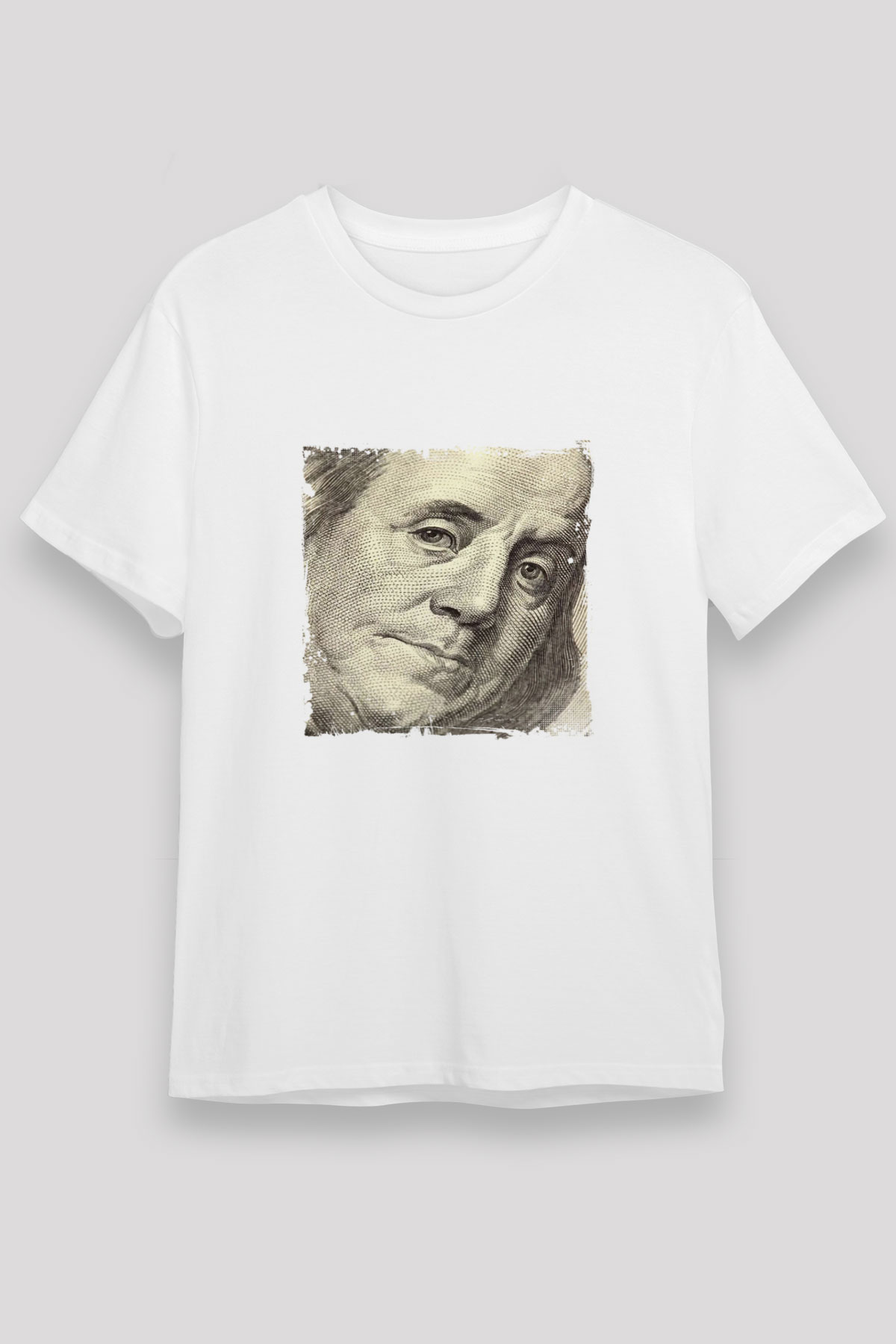 Benjamin Franklin Unisex Baskılı Beyaz Tişört