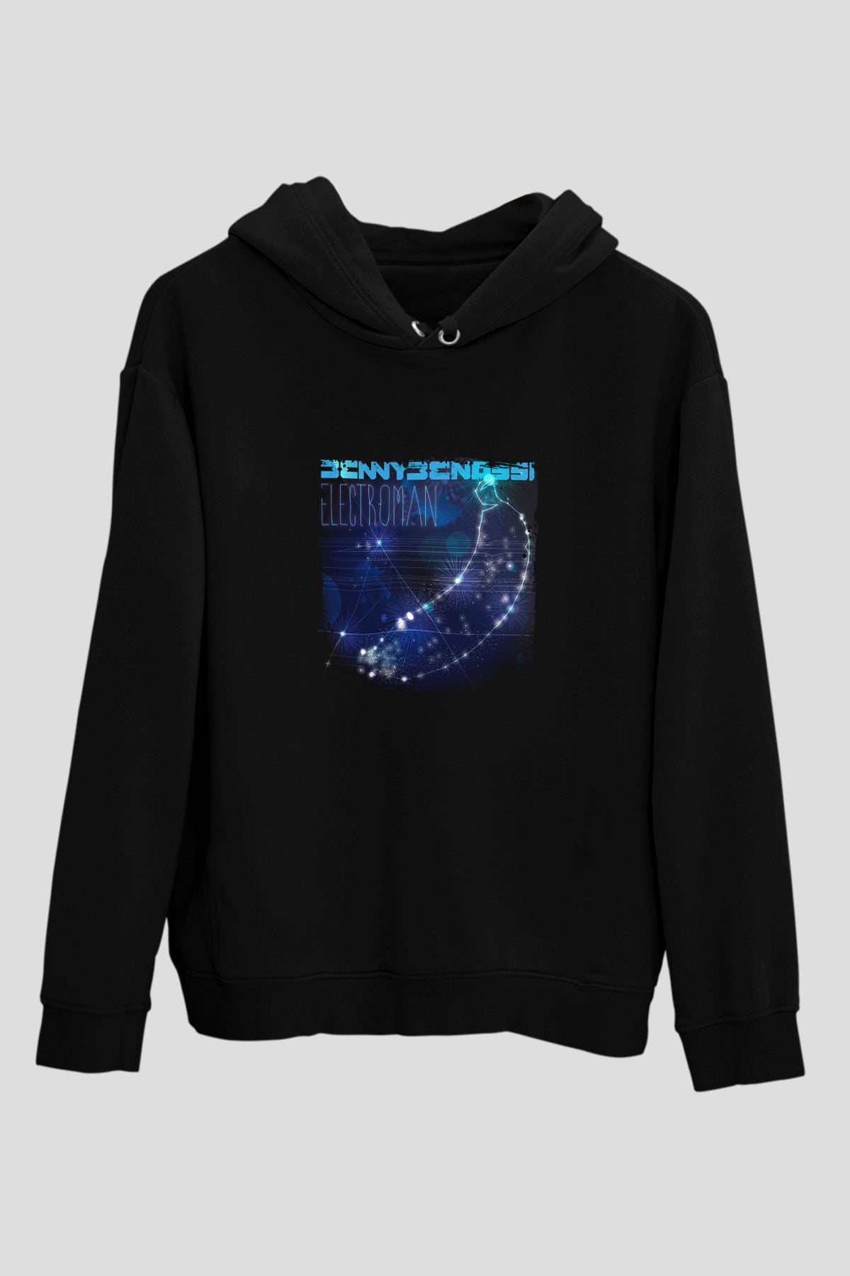 Benny Benassi Baskılı Unisex Siyah Hoodie