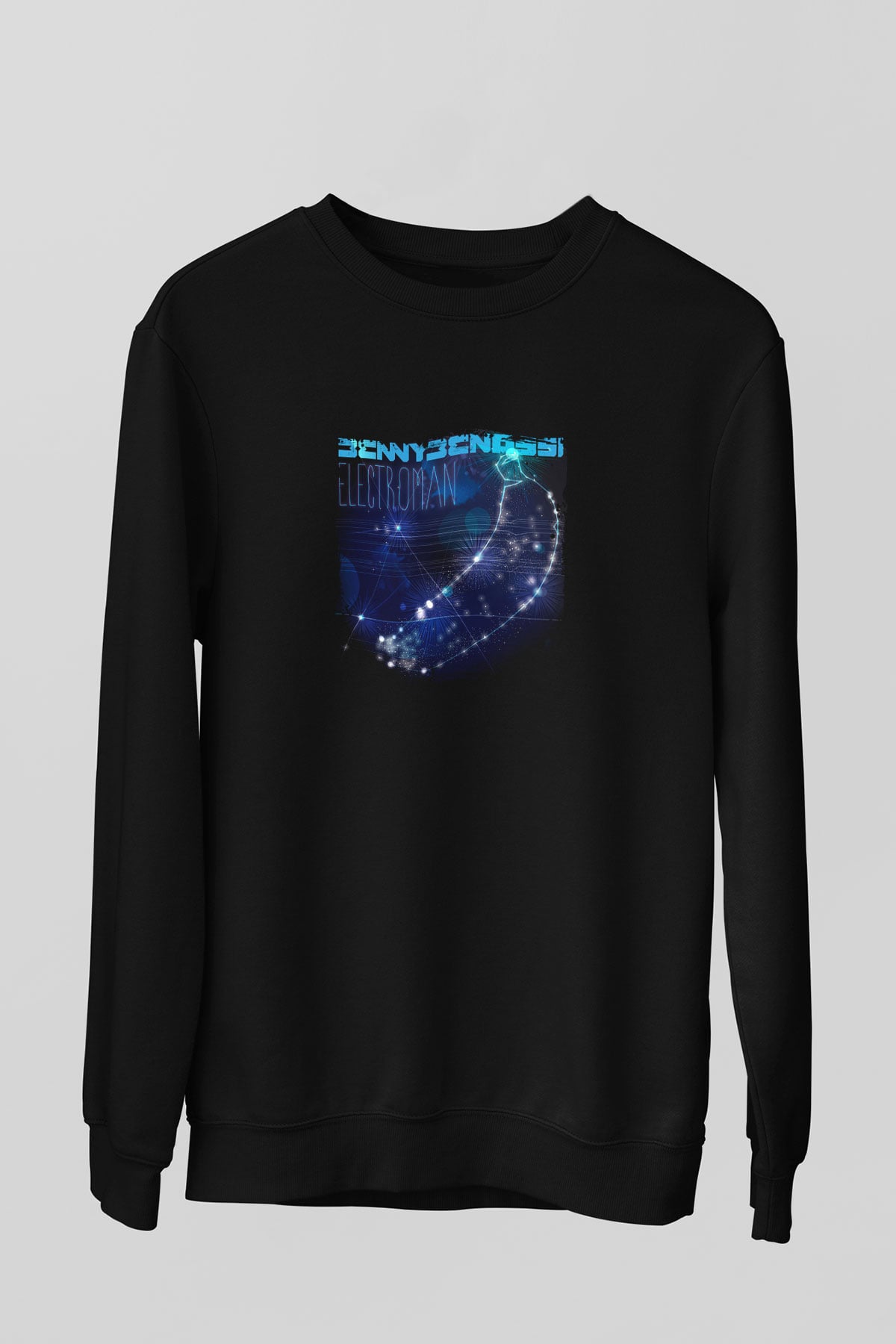 Benny Benassi Baskılı Unisex Siyah Sweatshirt