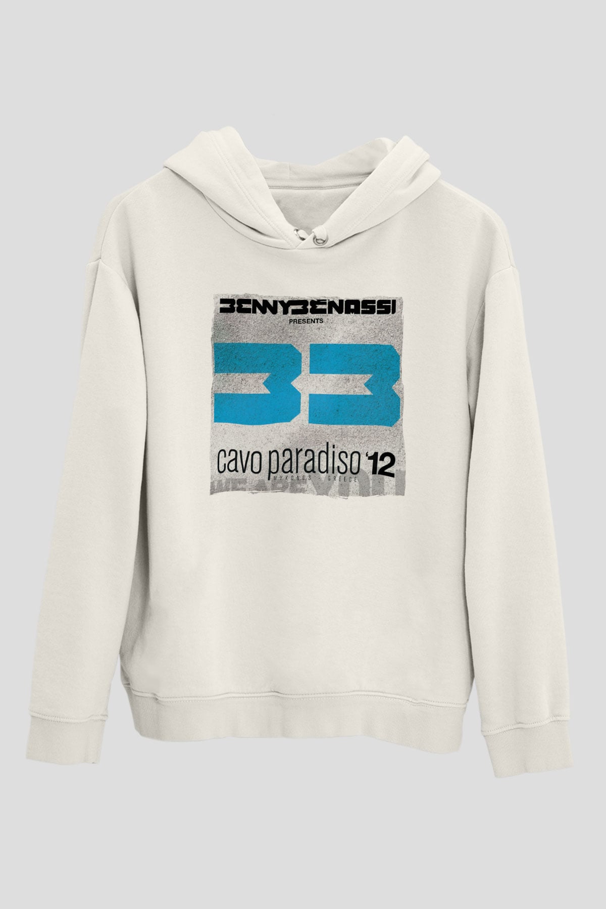Benny Benassi Beyaz Unisex Kapüşonlu Sweatshirt