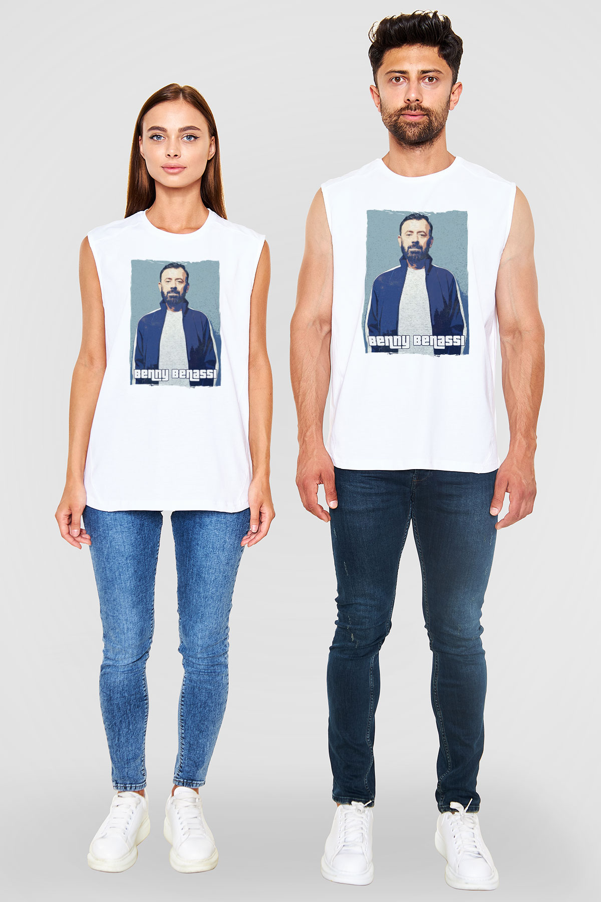 Benny Benassi Beyaz Unisex Kolsuz Tişört