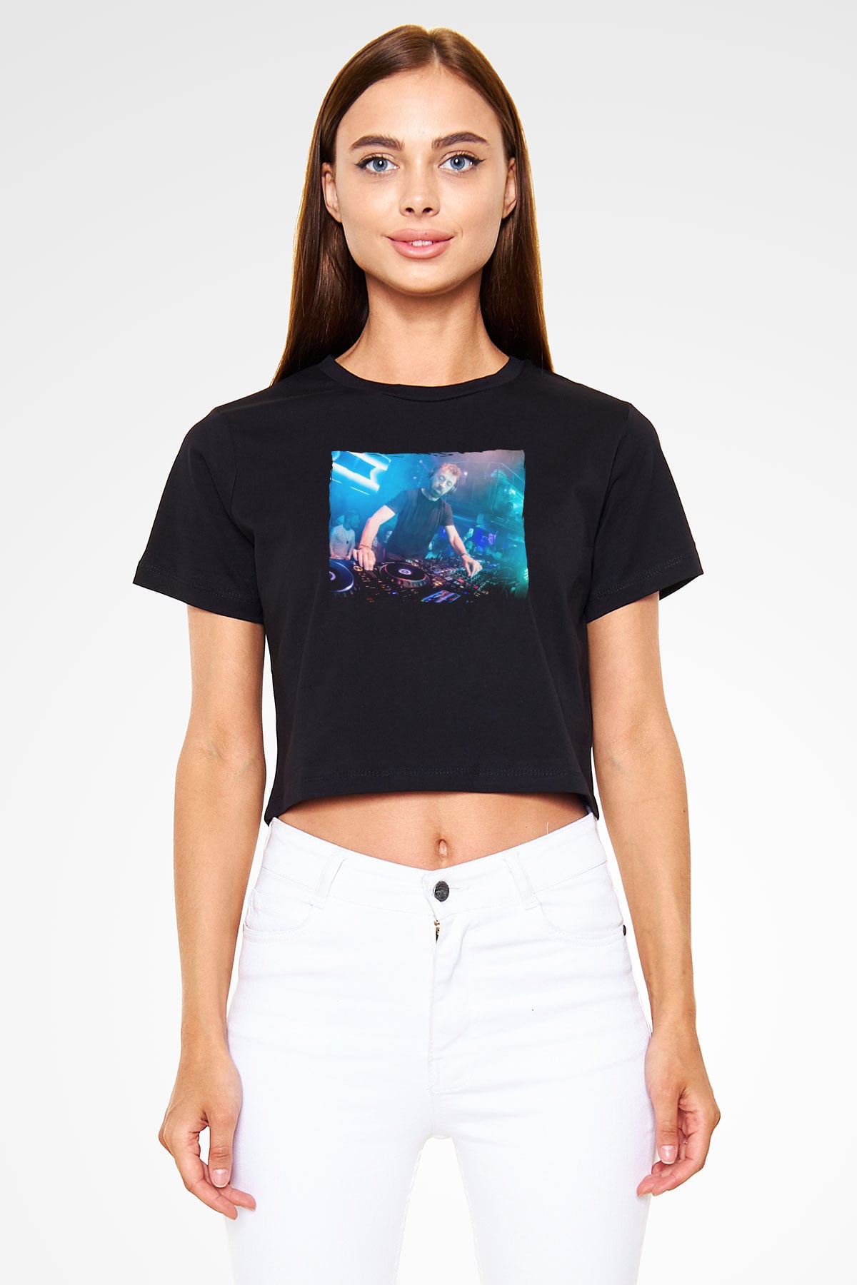 Benny Benassi Siyah  Crop Top Tişört