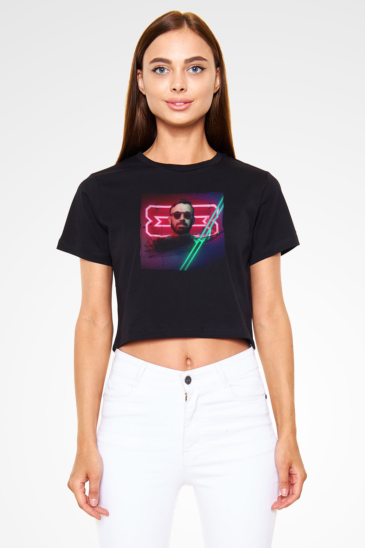 Benny Benassi Siyah  Crop Top Tişört