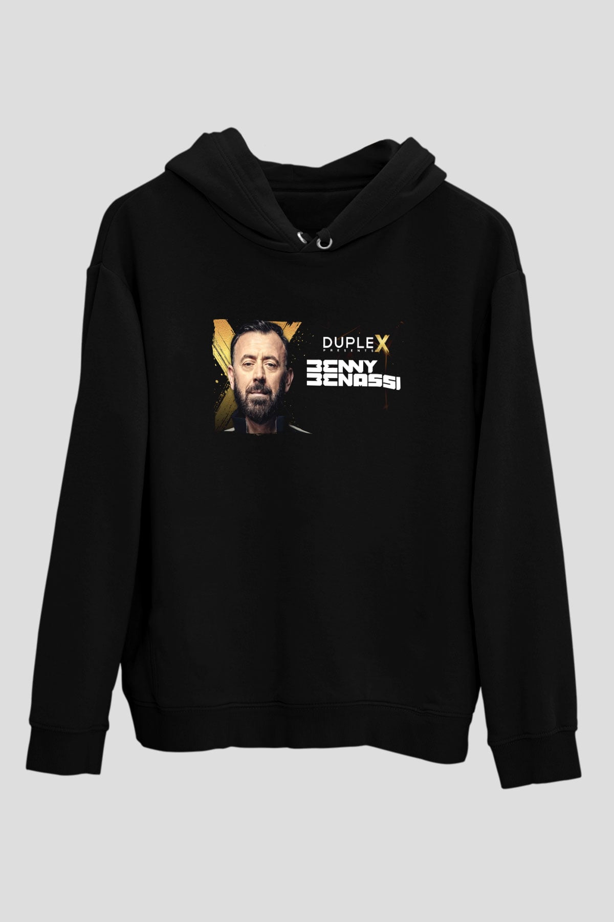 Benny Benassi Siyah Unisex Kapüşonlu Sweatshirt