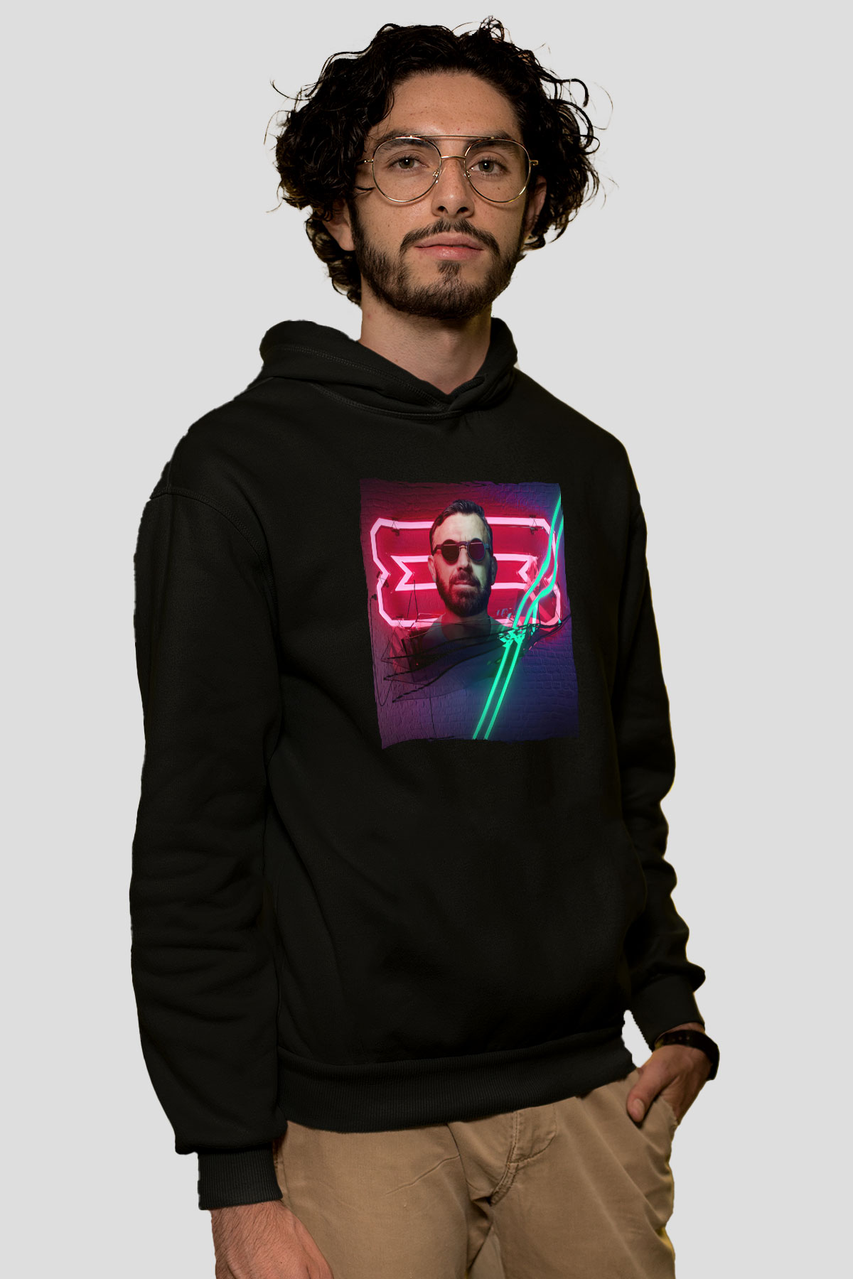 Benny Benassi Siyah Unisex Kapüşonlu Sweatshirt
