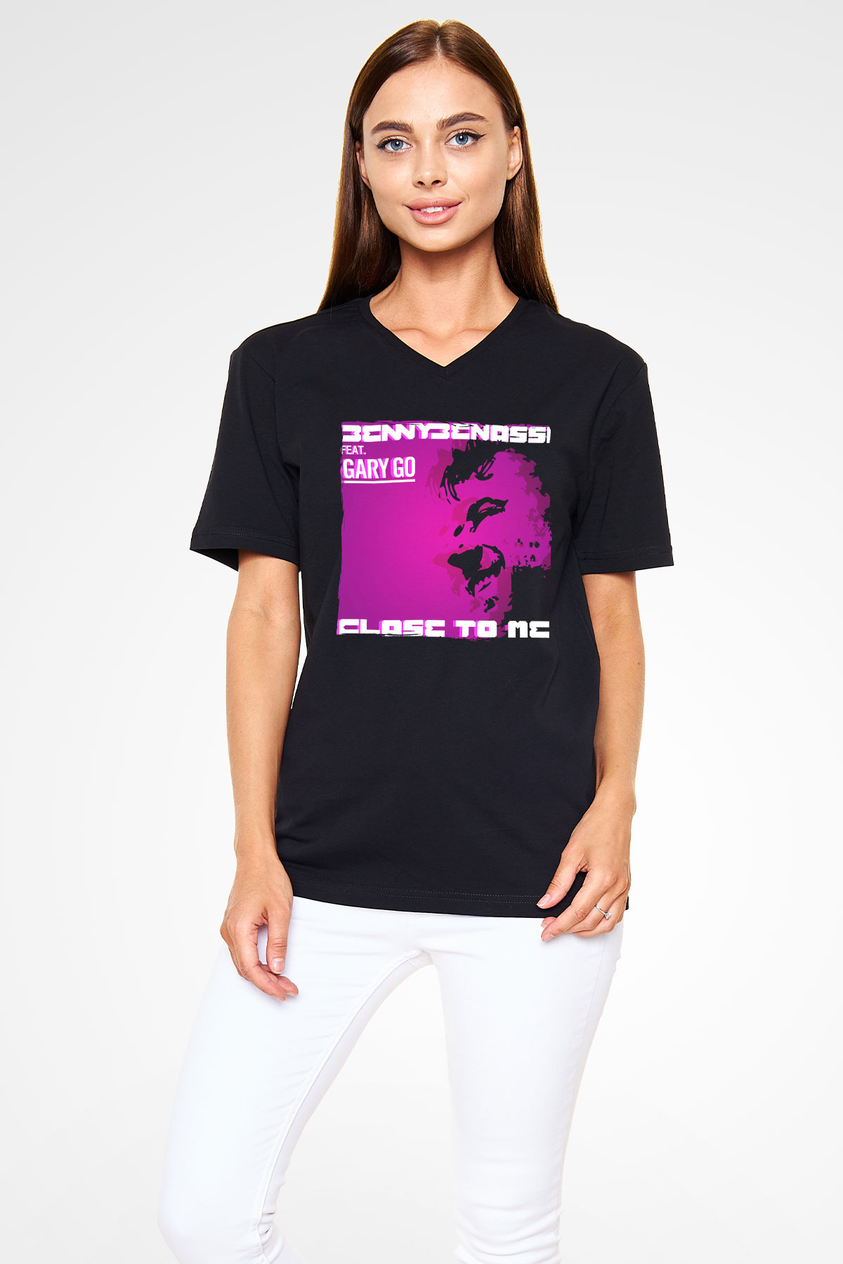 Benny Benassi Siyah Unisex V Yaka Tişört