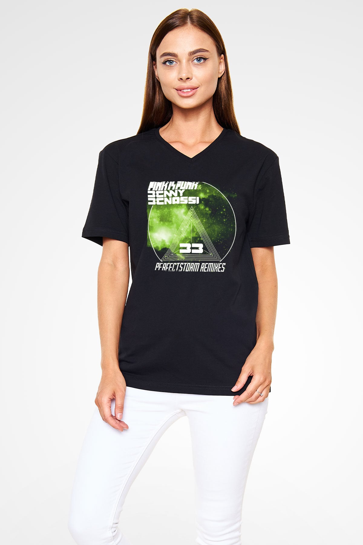 Benny Benassi Siyah Unisex V Yaka Tişört