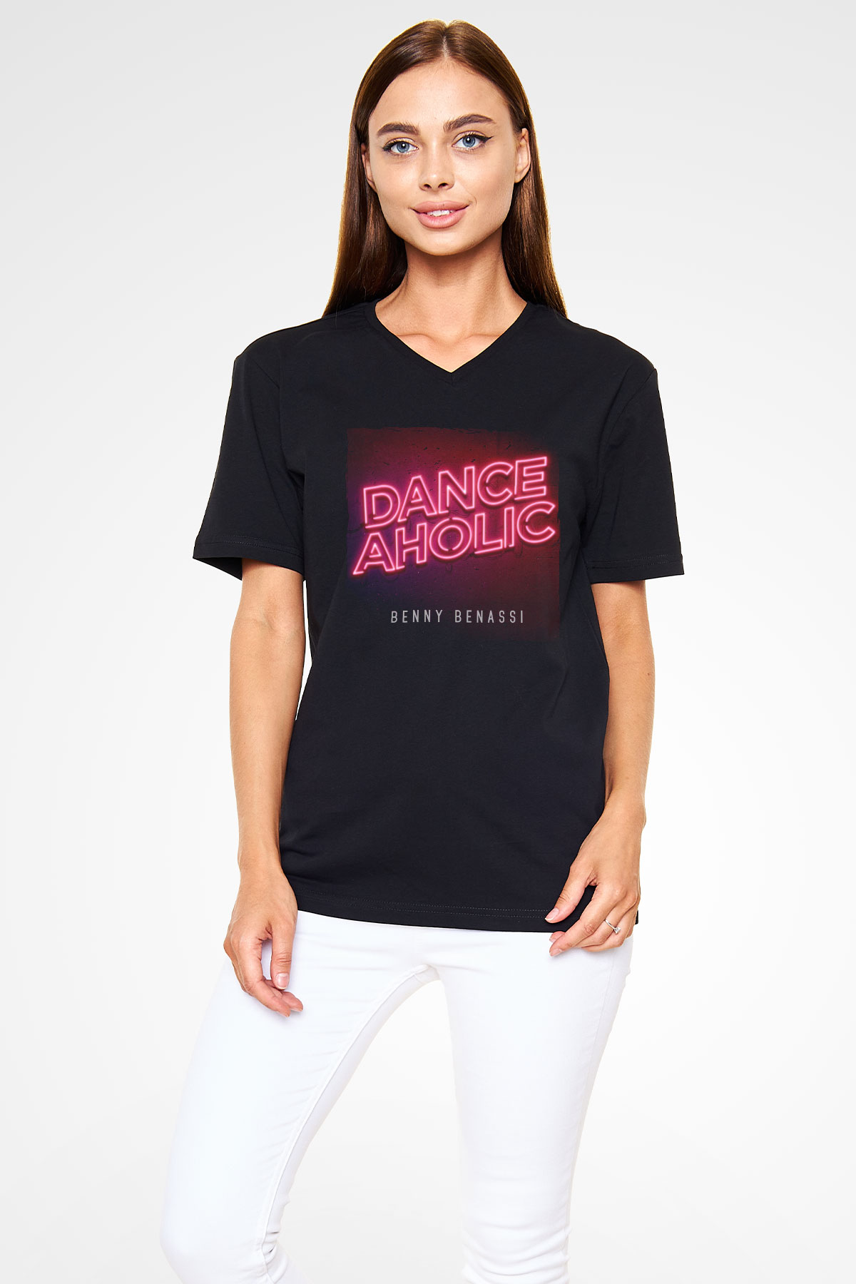 Benny Benassi Siyah Unisex V Yaka Tişört