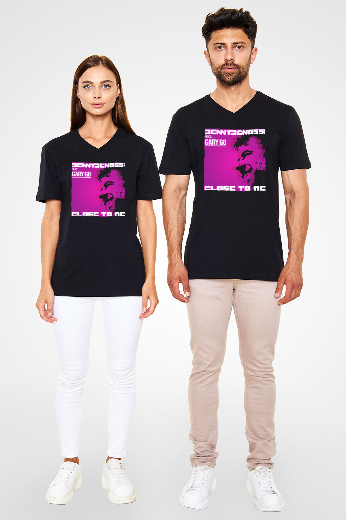 Benny Benassi Siyah Unisex V Yaka Tişört