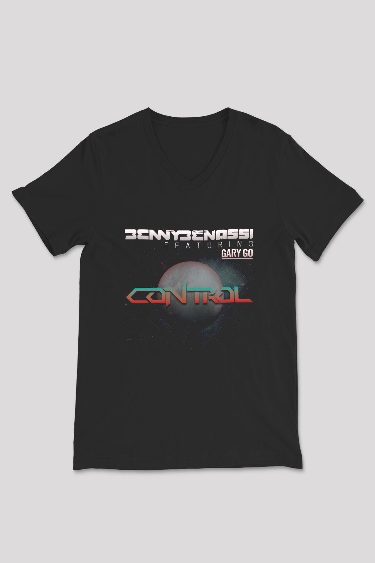 Benny Benassi Siyah Unisex V Yaka Tişört