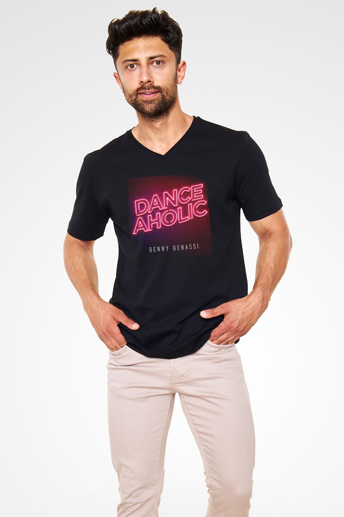 Benny Benassi Siyah Unisex V Yaka Tişört