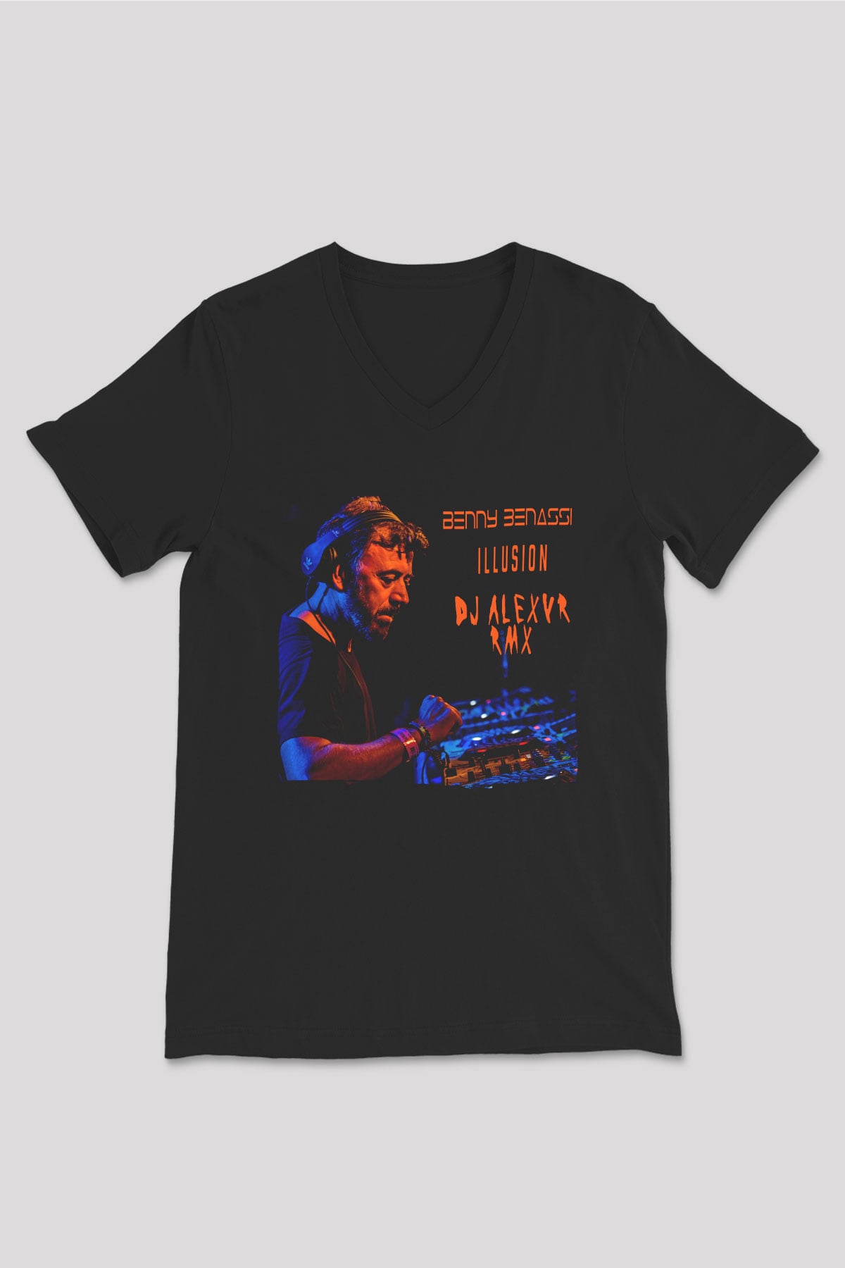 Benny Benassi Siyah Unisex V Yaka Tişört