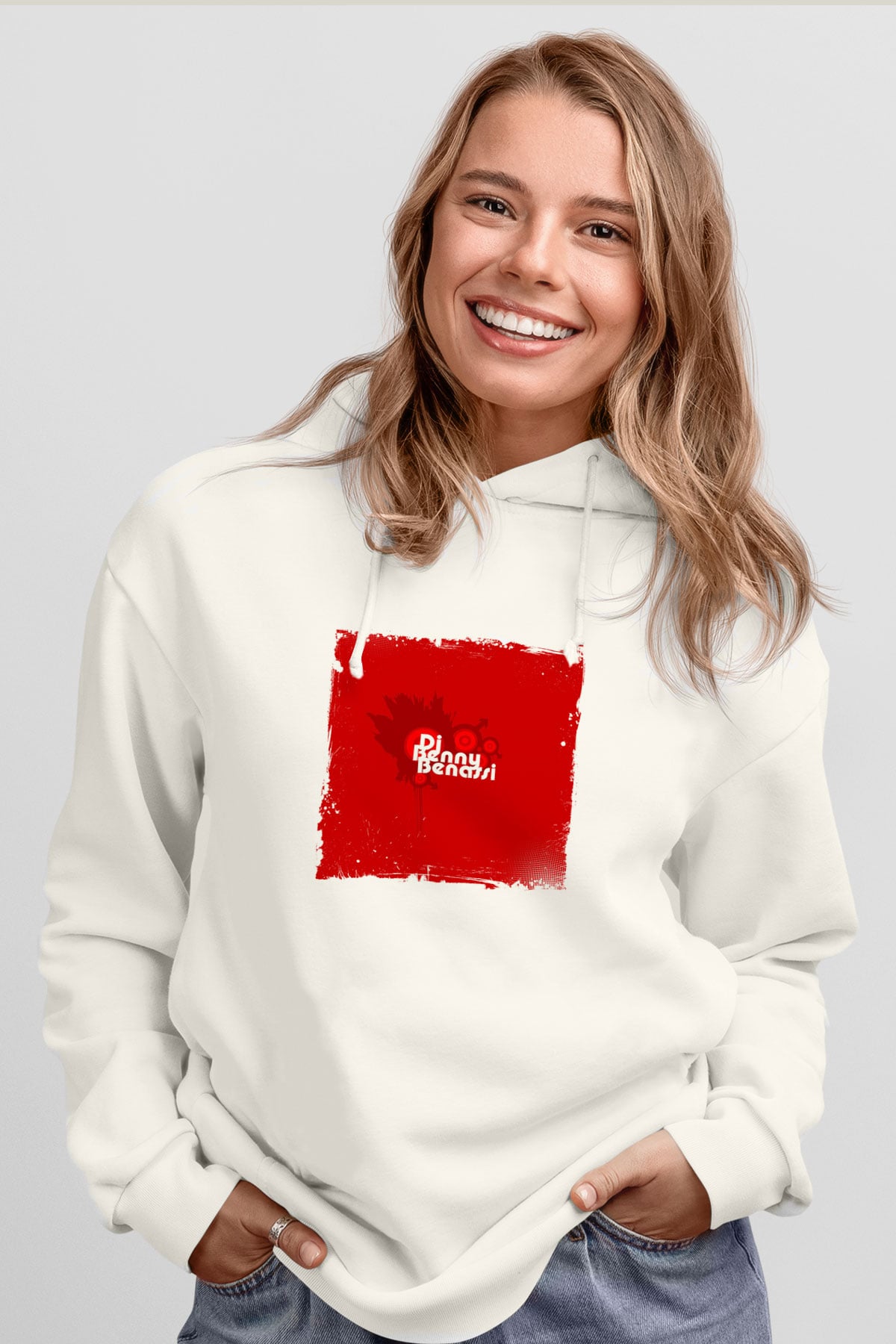 Benny BenassiBaskılı Beyaz Hoodie