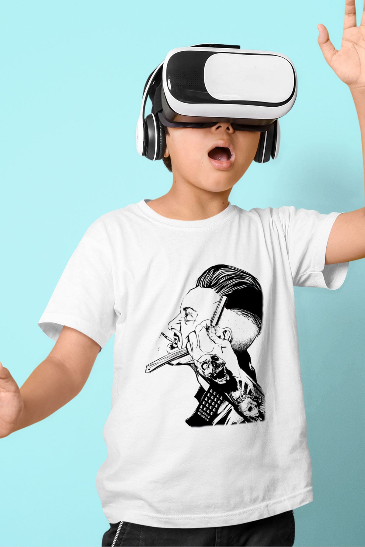 Berber Baskılı Beyaz Unisex Çocuk Tişört