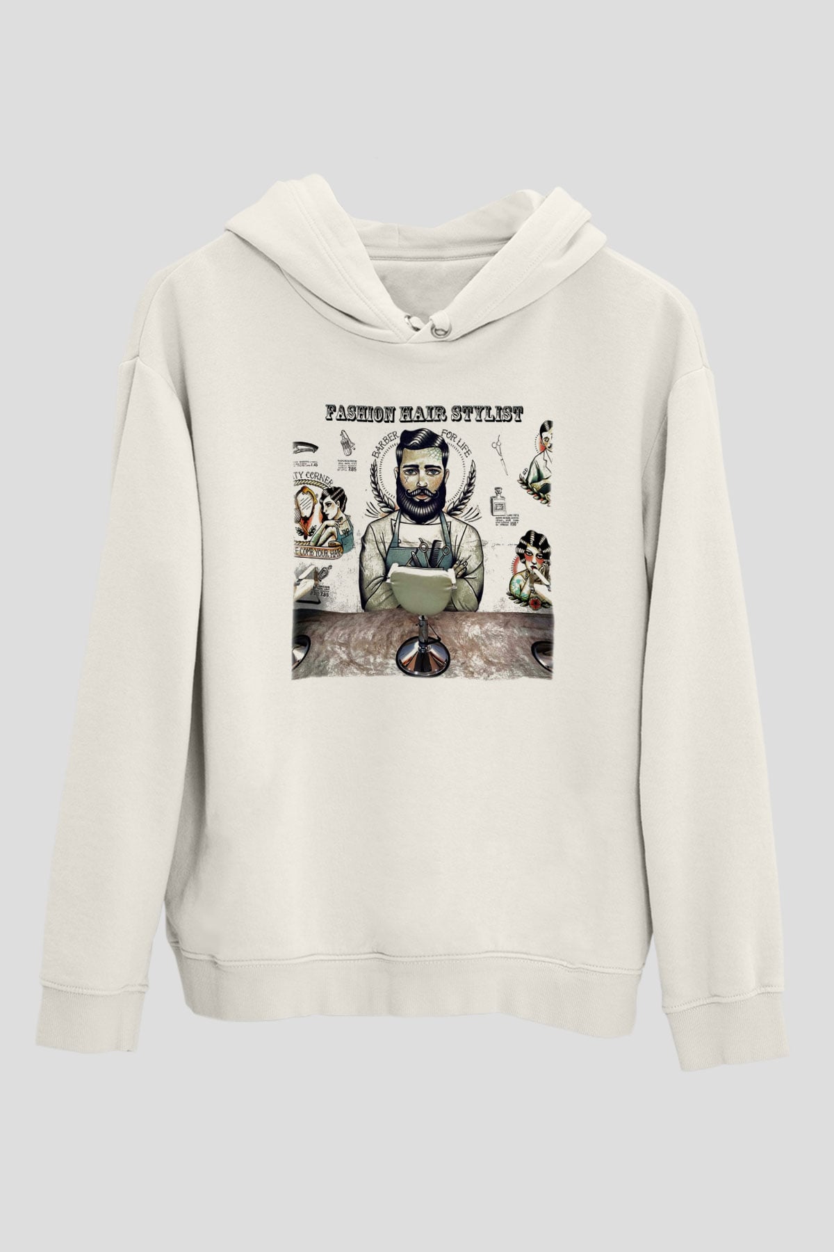 Berber Beyaz Unisex Kapşonlu Sweatshirt