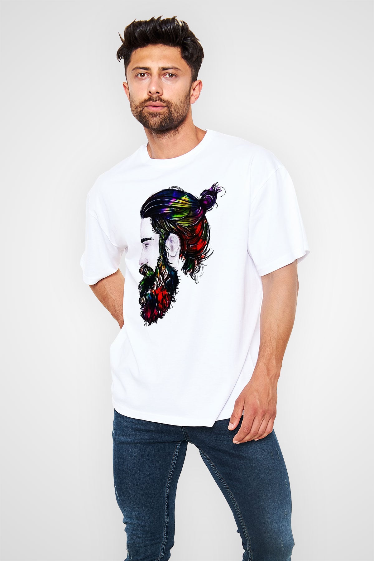 Berber Beyaz Unisex Oversize Tişört T-Shirt