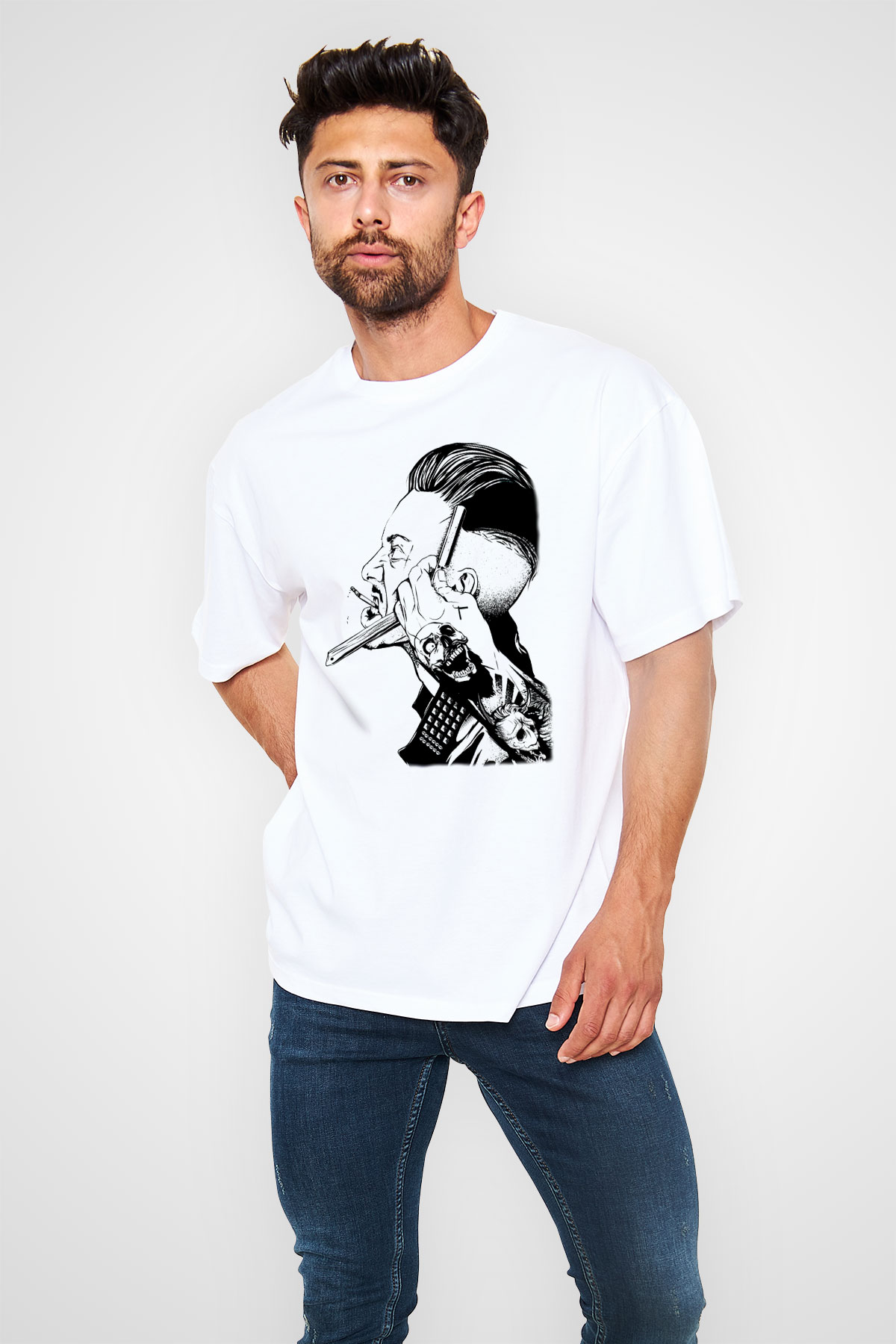Berber Beyaz Unisex Oversize Tişört T-Shirt