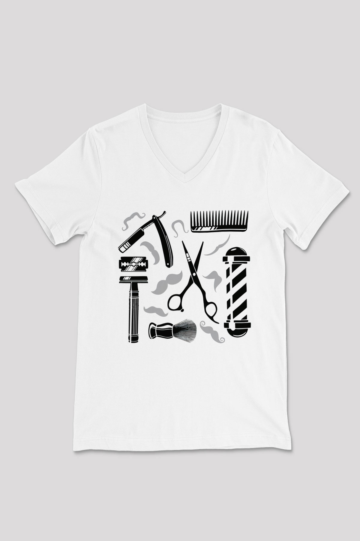 Berber Beyaz Unisex V Yaka Tişört T-Shirt