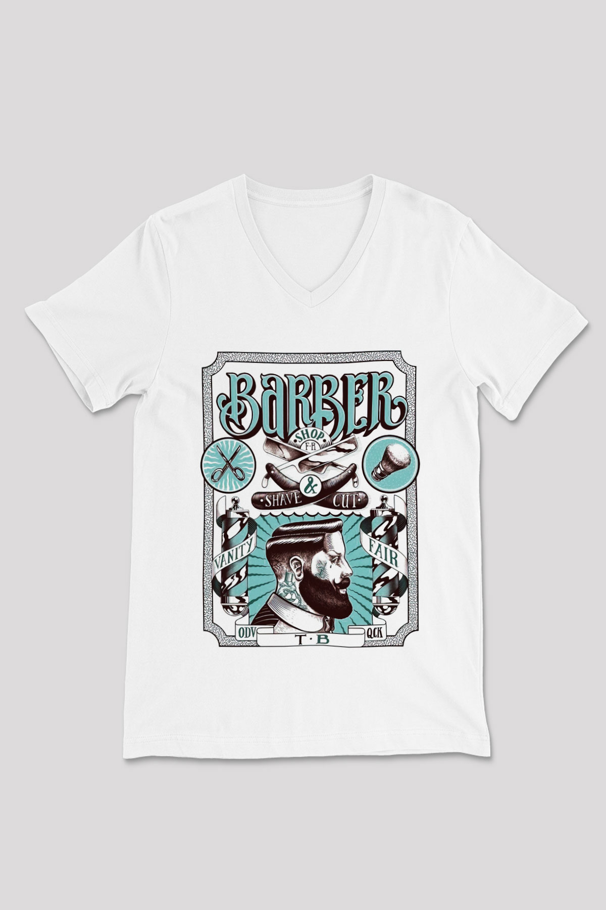 Berber Beyaz Unisex V Yaka Tişört T-Shirt