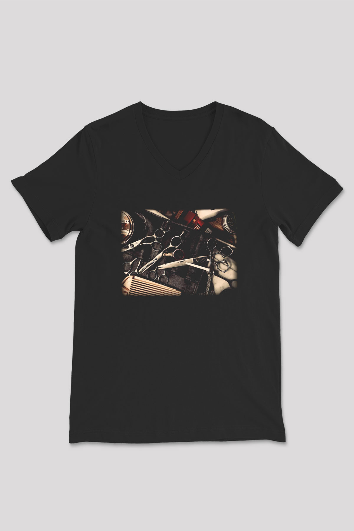 Berber Siyah Unisex V Yaka Tişört T-Shirt